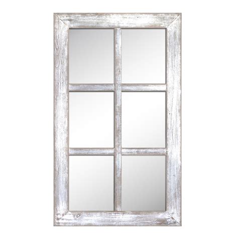 Barnyard Designs Rustic Wood Window Mirror Decorative Window Frame Wall