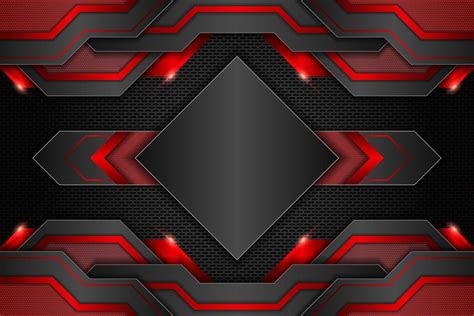 Modern E Sport Gaming Banner Metallic Glossy Red With Dark Background
