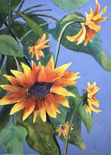 Daily Paintworks Sunflowers Five Original Fine Art For Sale