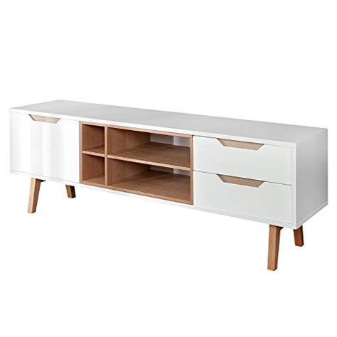 Ethnicraft tv schrank blackbird eiche. Design Retro Lowboard NORDIC 150cm edelmatt weiß Echt ...