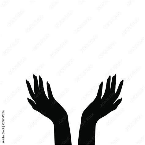 Silhouette Female Hand With Nails Top View Vector Silhouettes Black