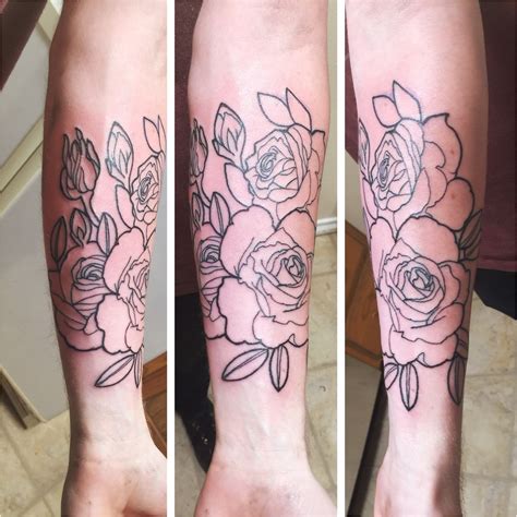 Black Floral Rose Forearm Tattoo Outline By Artist Brandon Mckeever