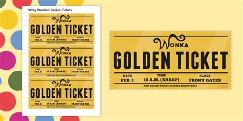 This is an oversized golden ticket to display on your wall. FREE! - Willy Wonka Golden Ticket Template - Printable ...