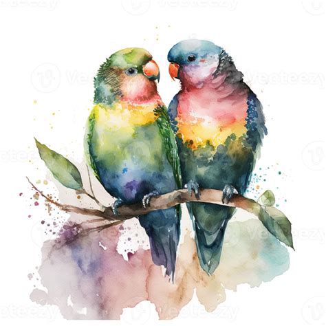 Free Love Birds Watercolor Art Ai Generated 22960468 Png With