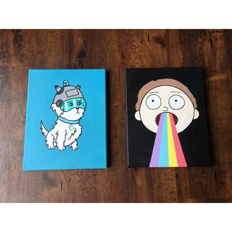 Morty Rainbow Rick And Morty Hand Painted Painting