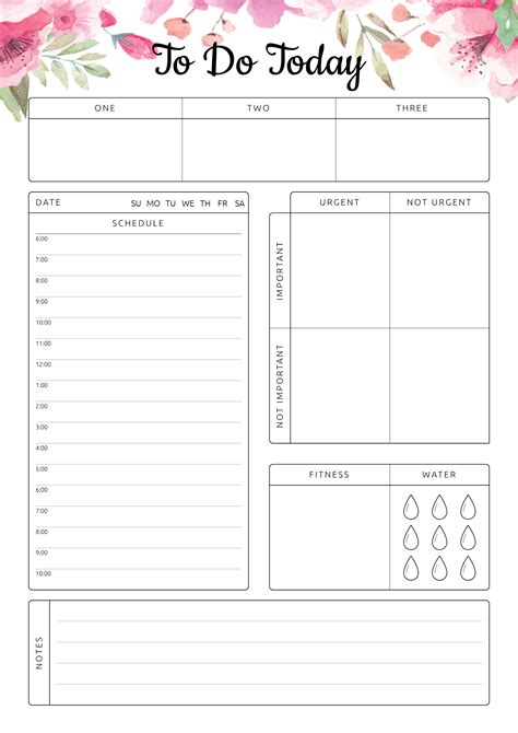 Printable To Do Today Pdf Download Daily Planner Pages Planner Pages Daily Planner Template
