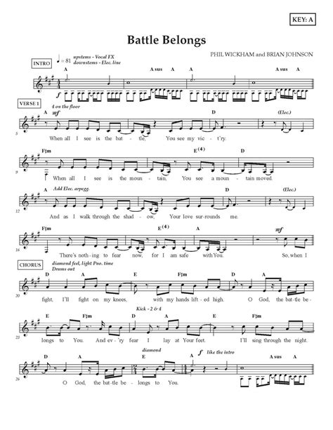 Phil Wickham Battle Belongs Piano Sheet Music Christian Worship Song Notation Digital Download