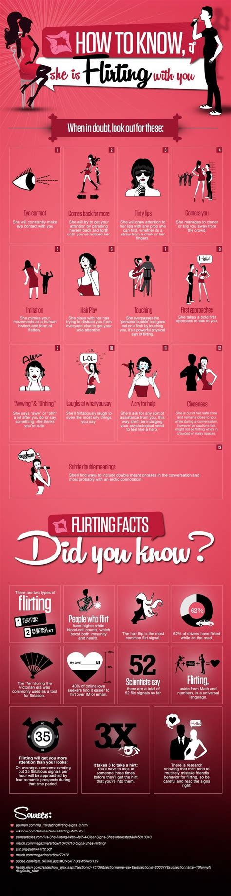 13 Signs If She Is Flirting With You Infographic Flirting How To