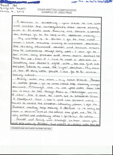 008 Staar Persuasive Essay Prompts Example 7th Grade