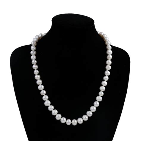 White Freshwater Cultured Pearl Necklace For Women In 17 Princess Length Bridal Pearl Necklace