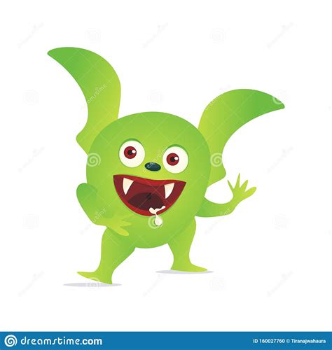 Cartoon Monster With Cute Green Color Design Stock Vector