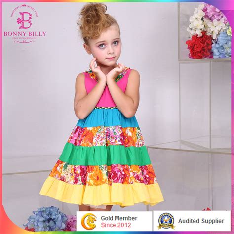 Patchwork Cotton Girl Dress New Fashion Design For Kids Wear China