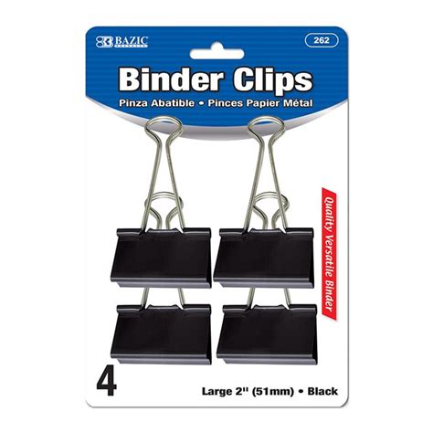 Large 2″ 51mm Black Binder Clip 4pack Bazic Products