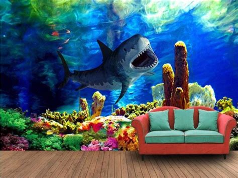 Wide range of underwater wallpapers and pictures are presented in this category. 3d Painted Shark Photo Mural Underwater Wallpaper for Home ...