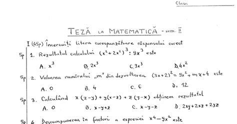 Ogeometrie Teza La Matematica Clasa 7 Semestrul 2