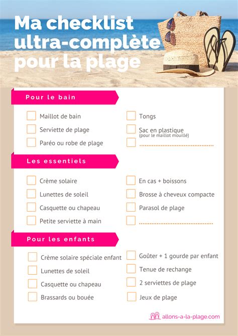 check list des choses à prévoir pour une journée à la plage allons à la plage