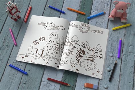 Open Kids Coloring Book Mockup Psd  Graphic By Ramis Design
