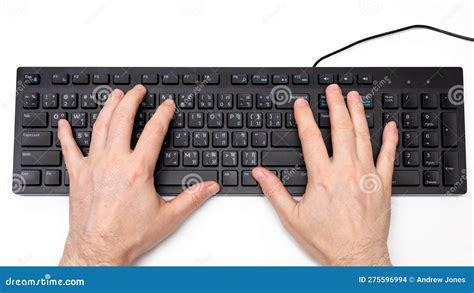 Thai And English Computer Keyboard With Hands Typing Stock Photo Image