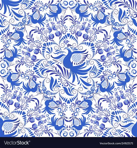 Seamless Blue And White Pattern Background Of Vector Image