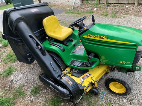 In John Deere Gt Garden Tractor W Rear Bagger Hp Kawasaki Lawn Mowers For Sale