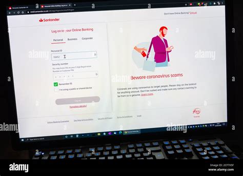 Santander Online Banking Login Screen Logging Into Internet Banking