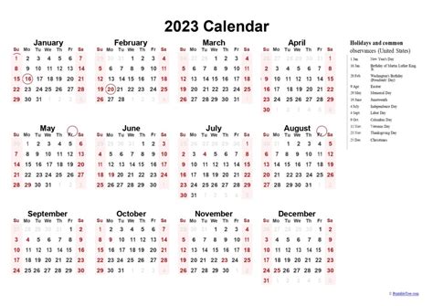 Printable Calendars 2023 With Holidays