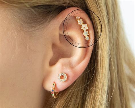 Star Helix Piercing Cartilage Piercing Stars Constellation Etsy Uk