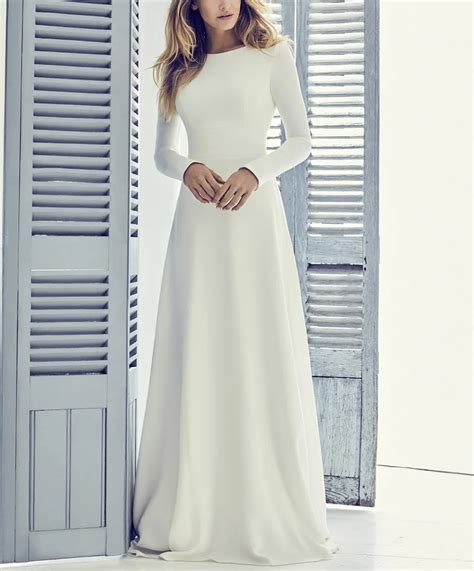 Long Sleeve Modest Long Sleeve Simple Wedding Gowns Wedding