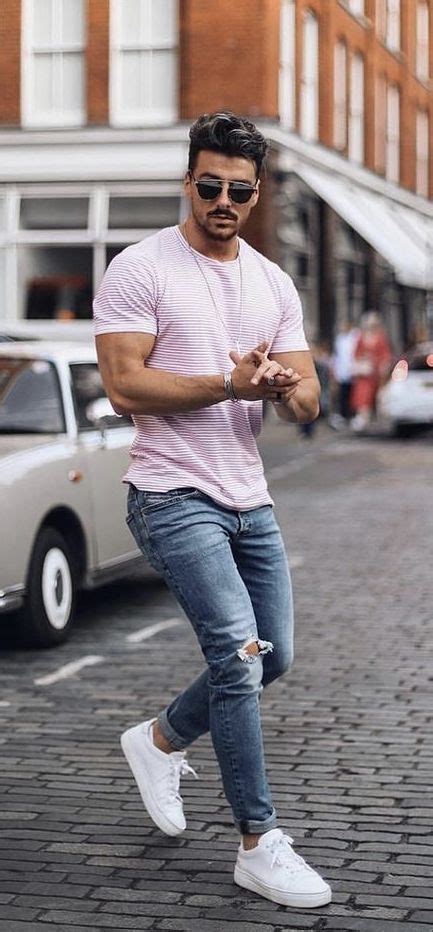 Mens Pink Striped T Shirt Mens Summer Outfits Swag Outfits Men