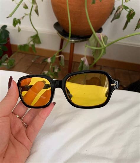 oval yellow tinted sunglasses etsy