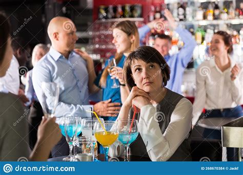Woman Bored At Corporate Party Stock Photo Image Of Upset Team