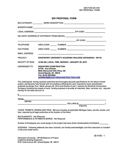 31 Construction Proposal Template & Construction Bid Forms