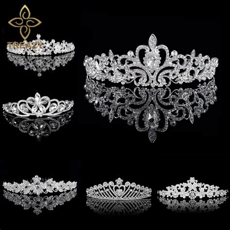 Treazy Rhinestones Tiaras And Crowns Wedding Tiara Bridal Crown Crystal Wedding Tiaras For