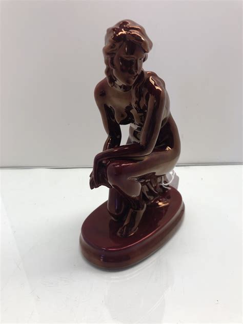 Beautiful Hungarian Zsolnay Pecs Iridescent Eosin Nude Woman Figurine