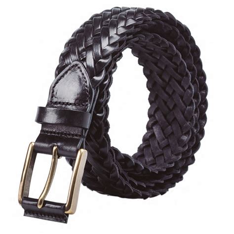 Braided Belt In Black Leather Quality Full Grain Leather Skolyx