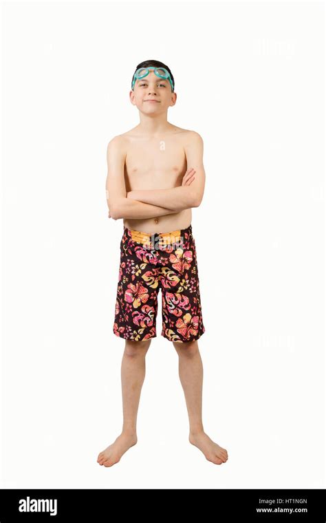 Teenage Boy In Swimwear Stock Photo Alamy