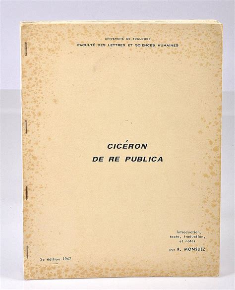 Cicéron De Re Publica De Monsuez R Bon Couverture Souple 1967 Librairie Alain Pons