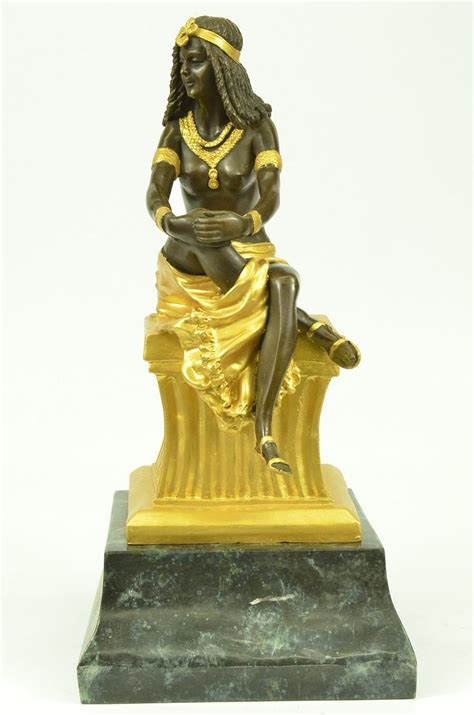 Egyptian Queen Cleopatra Semi Nude Bronze Sculpture 15 X 7 5 Gold