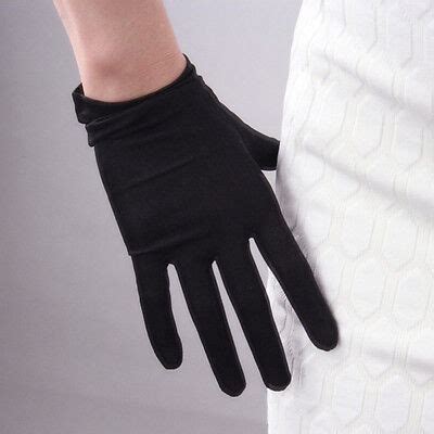 Silk Nature Stretch Satin Gloves Black Tan UV Sun Protect TECH