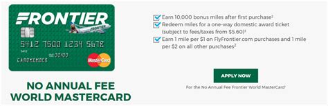 Frontier Airlines World Mastercard 10000 Miles Offer No Annual Fee