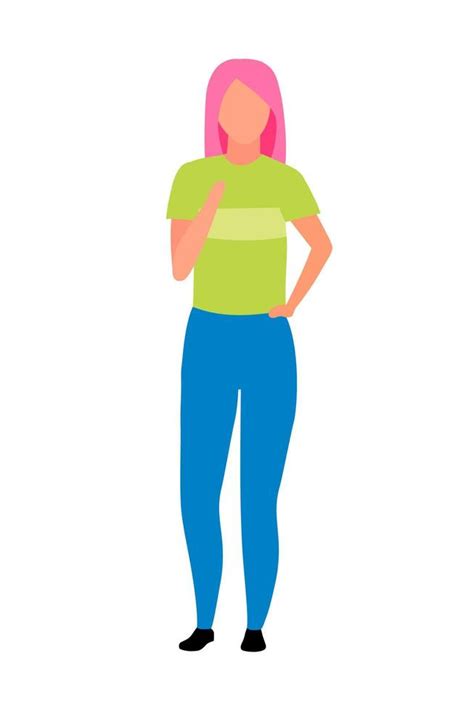 Pink Haired Girl Semi Flat Color Vector Character 3494524 Vector Art At