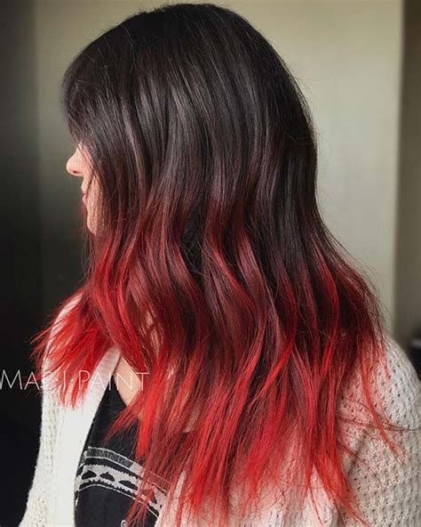 Black Hair With Red Tips Black Hair Ombre Dark Red Hair Hair Color