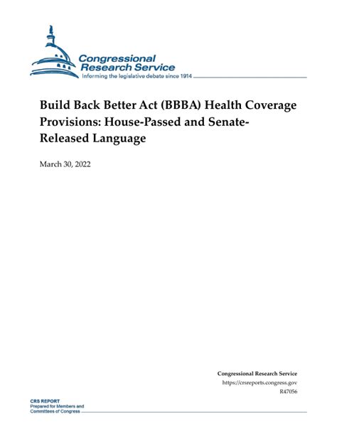Build Back Better Act Bbba Health Coverage Provisions House Passed