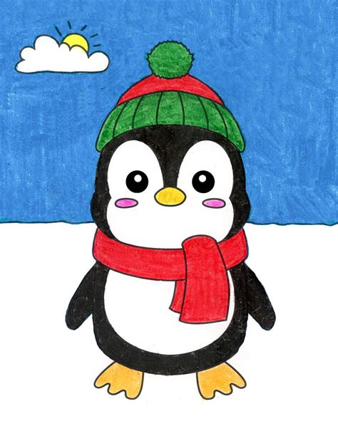 Easy How To Draw A Cute Penguin Tutorial Penguin Coloring Page
