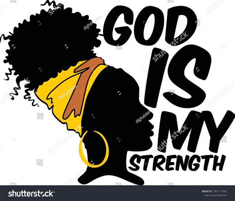 God My Strength Afro Woman Vector Stock Vector Royalty Free