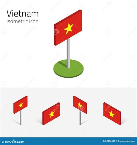 Vietnam Flag Vector Set Of 3d Isometric Icons Stock Vector
