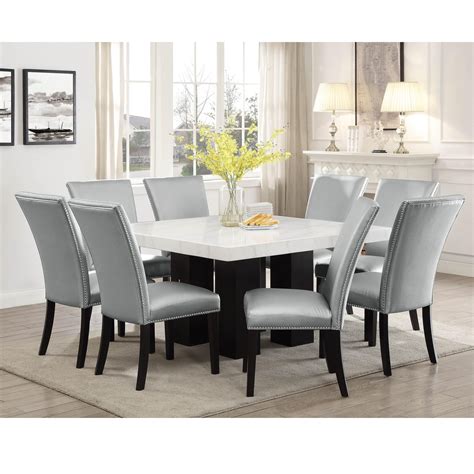 Steve Silver Camila 9 Piece Dining Set With Marble Table Top Van Hill