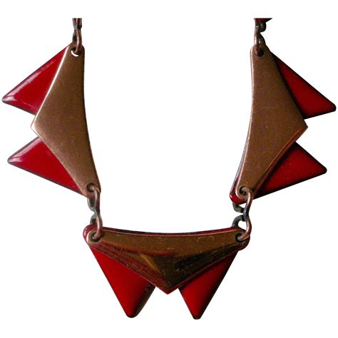 Mid-Century Matisse Necklace Red Enamel & Copper Triangles in 2020 | Enameled copper, Copper ...