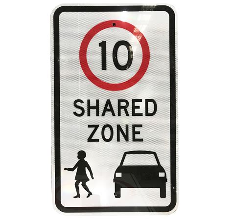 10km Shared Zone Sign 450mm X 750mm Class 1 Reflective Aluminium