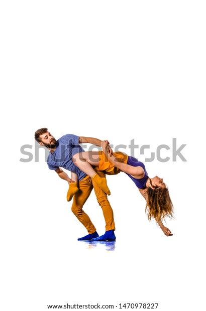 Romantic Couple Dancing Together Studio Isolated Stock Photo 1470978227